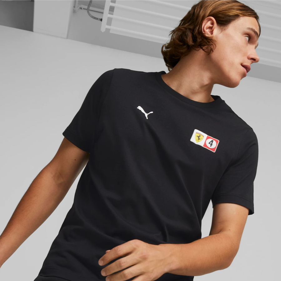 FERRARI RACE COLORED BIG SHIELD TEE BLACK - Gp Store Latam