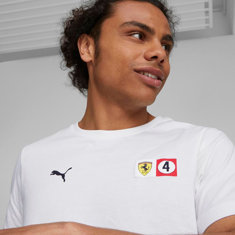 FERRARI RACE COLORED BIG SHIELD TEE WHITE - Gp Store Latam