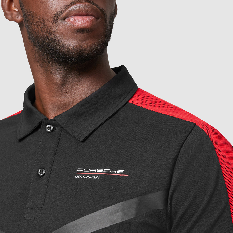 BOSS - Camiseta Porsche x BOSS en algodón mercerizado con estampado de pata de gallo - Negro