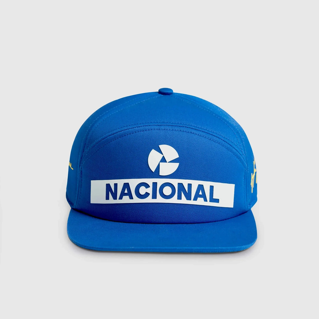 TIENDA-DE-FORMULA-1-MOTORSPORT-MOTO-GP-ASLE10903-BLUE-AYRTON-SENNA-ORIGINAL-NACIONAL-CAP-WITH-BAG
