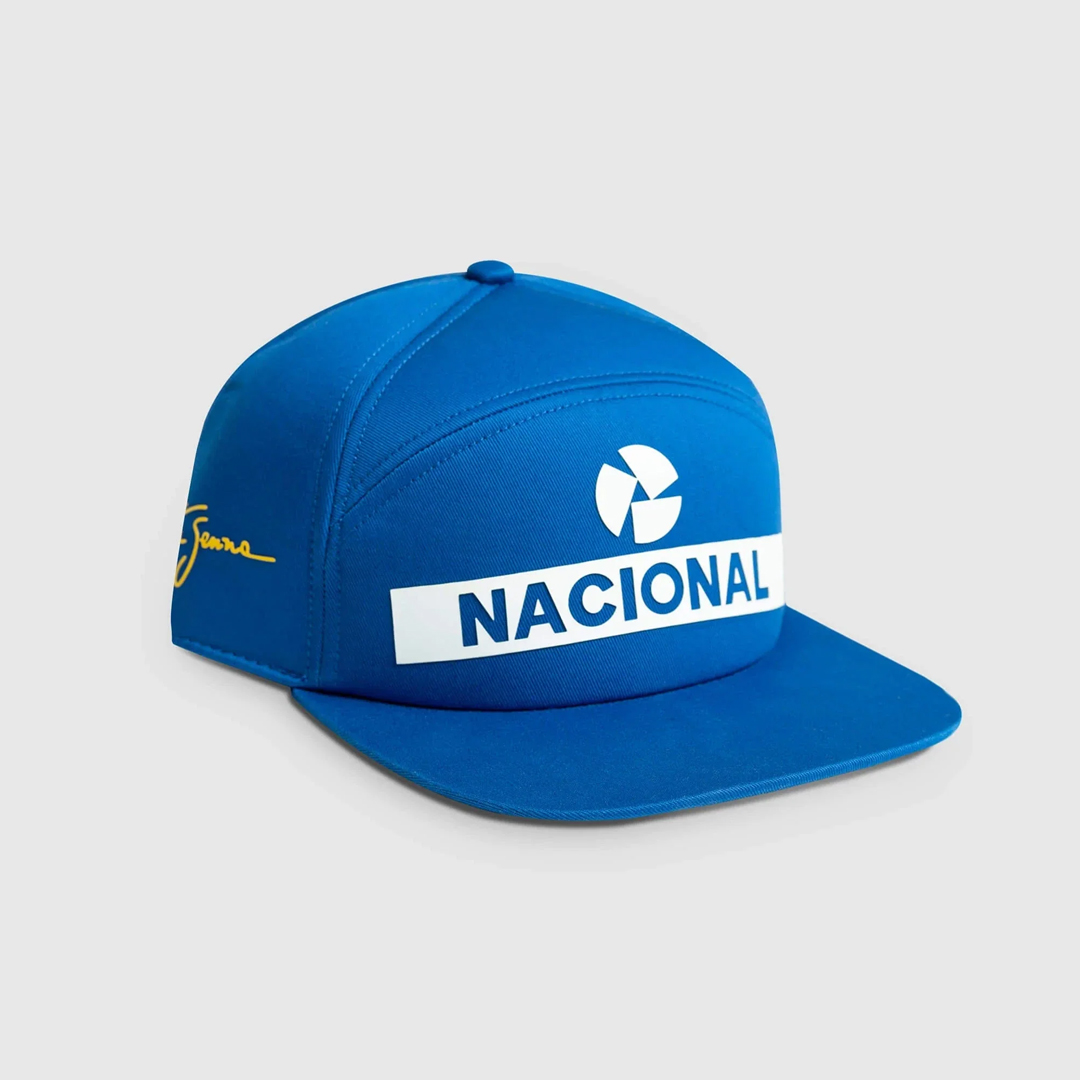 TIENDA-DE-FORMULA-1-MOTORSPORT-MOTO-GP-ASLE10903-BLUE-AYRTON-SENNA-ORIGINAL-NACIONAL-CAP-WITH-BAG