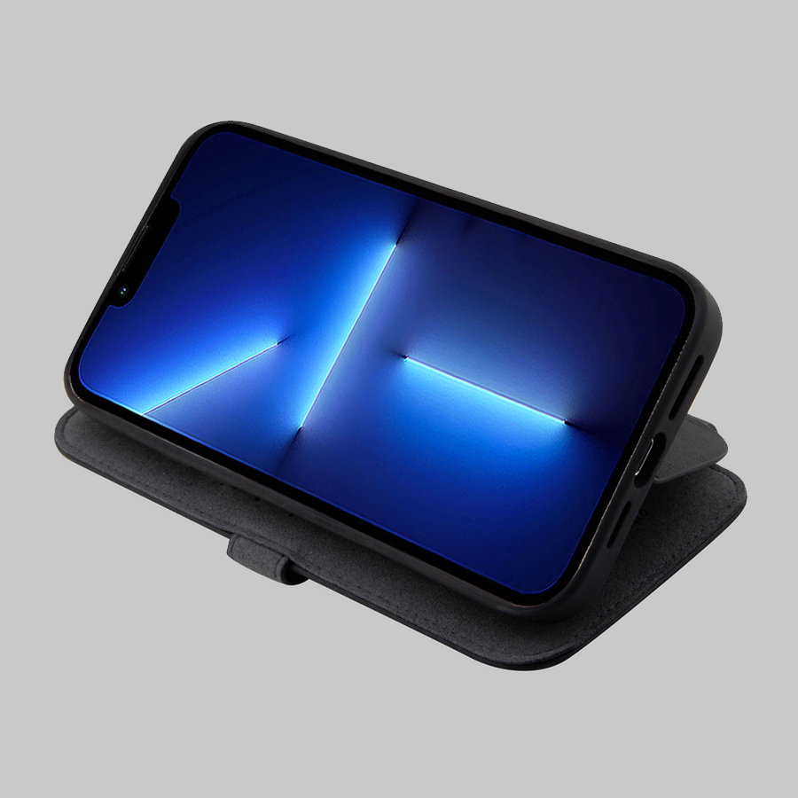 GP_STORE_LATAM_MEFLBKP14XARMBK_MERCEDES-IPHONE-14-PRO-MAX-GENUINE-LEATHER-BOOKTYPE-CASE-BLACK