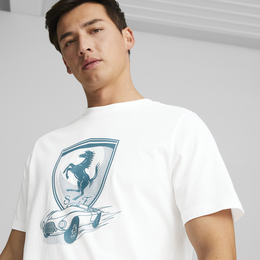 FERRARI RACE BIG SHIELD TONAL WHITE – Gp Store Latam