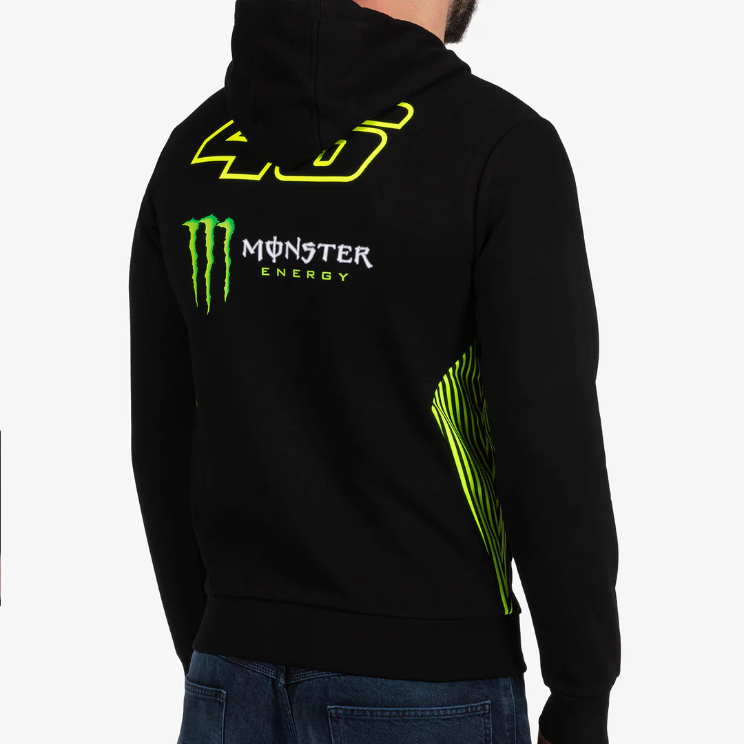 VALENTINO ROSSI #46 DUAL MONSTER 46 FULL ZIP MAN HOODIE - BLACK