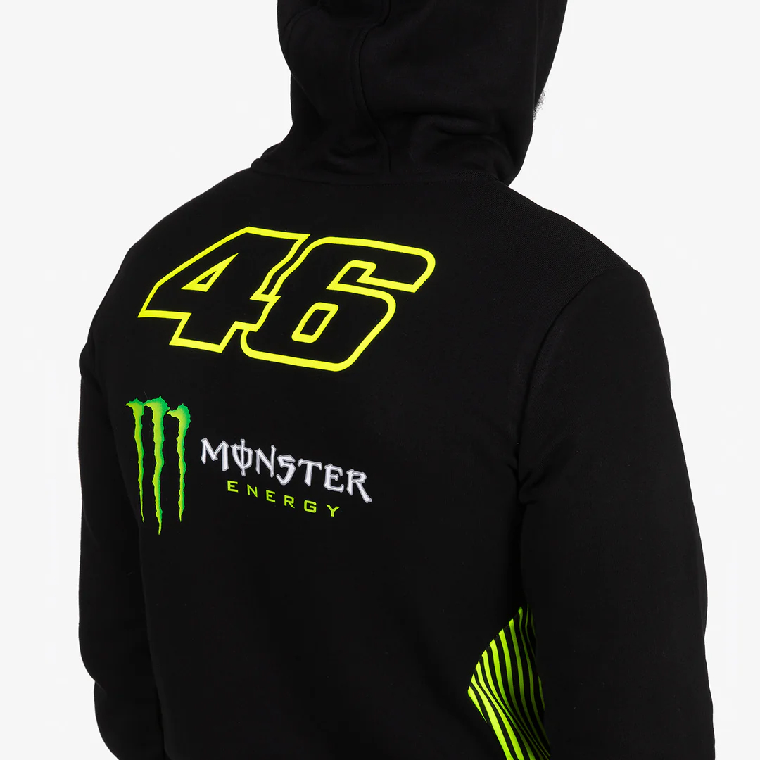 VALENTINO ROSSI #46 DUAL MONSTER 46 FULL ZIP MAN HOODIE - BLACK