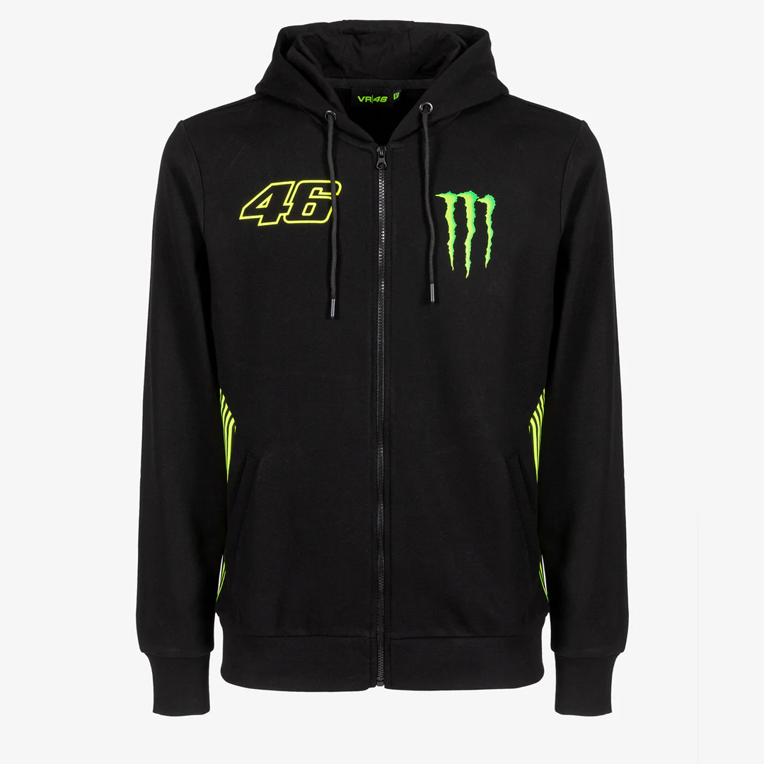 VALENTINO ROSSI #46 DUAL MONSTER 46 FULL ZIP MAN HOODIE - BLACK