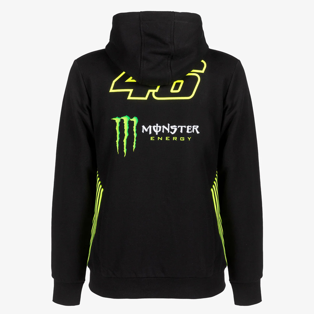 H21K46 スペイン製 VICENT MONTORO ダブルサイズ VALENTINO ROSSI #46 DUAL MONSTER 46 FULL ZIP MAN HOODIE - BLACK