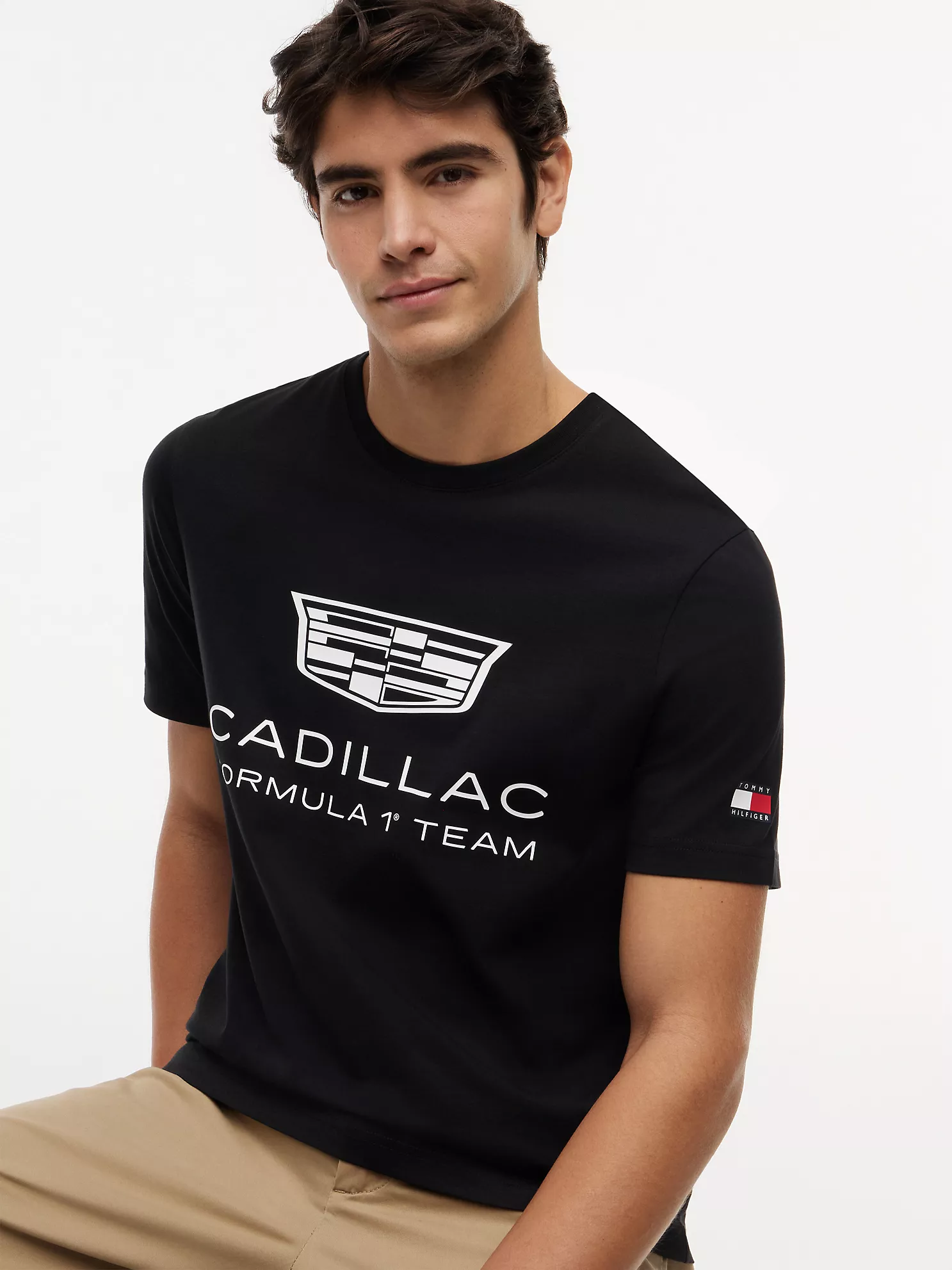 TOMMY HILFIGER CADILLAC F1 BIG LOGO TEE MENS BLACK