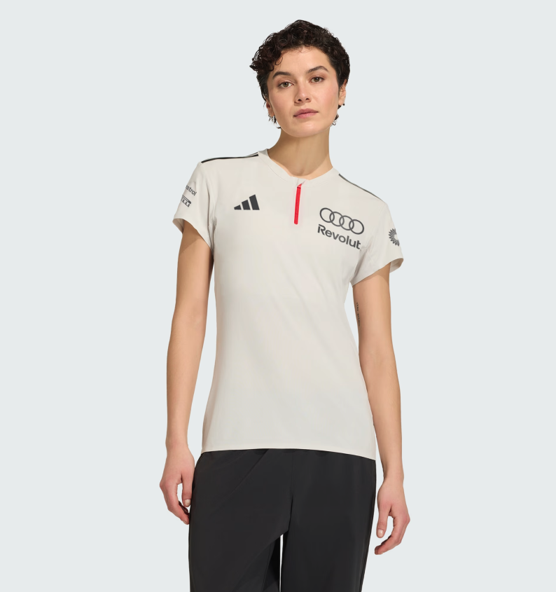 AUDI REVOLUT F1 ENGINEERS & MARKETING SHORT SLEEVE POLO WOMENS CHALK PEARL-IRON METALLIC 2026 - Imagen 7