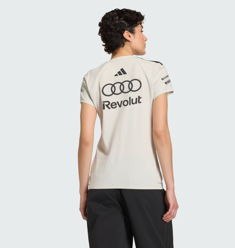 AUDI REVOLUT F1 ENGINEERS & MARKETING SHORT SLEEVE POLO WOMENS CHALK PEARL-IRON METALLIC 2026 - Imagen 3