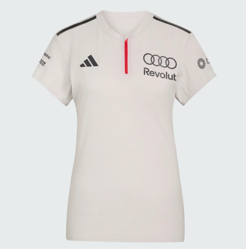 AUDI REVOLUT F1 ENGINEERS & MARKETING SHORT SLEEVE POLO WOMENS CHALK PEARL-IRON METALLIC 2026 - Imagen 4