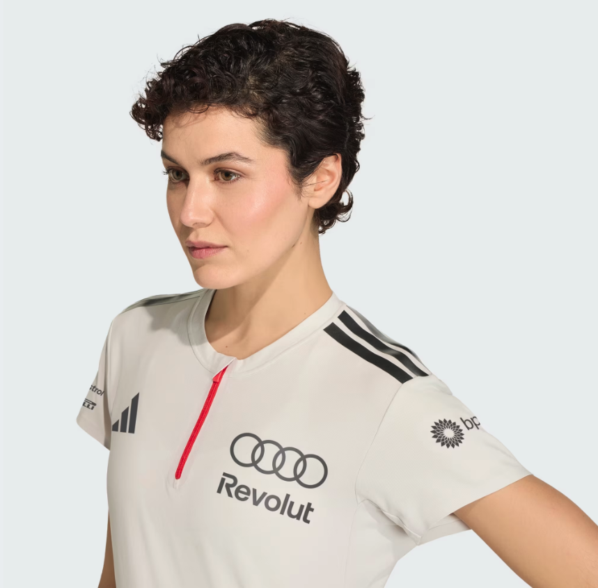 AUDI REVOLUT F1 ENGINEERS & MARKETING SHORT SLEEVE POLO WOMENS CHALK PEARL-IRON METALLIC 2026