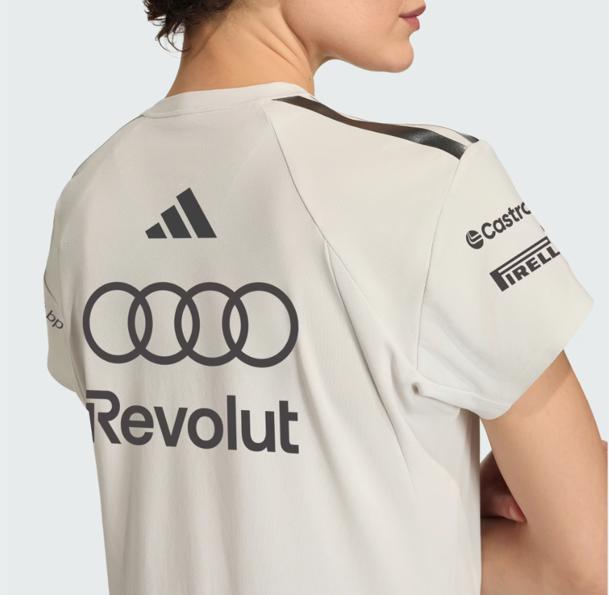 AUDI REVOLUT F1 ENGINEERS & MARKETING SHORT SLEEVE POLO WOMENS CHALK PEARL-IRON METALLIC 2026 - Imagen 6