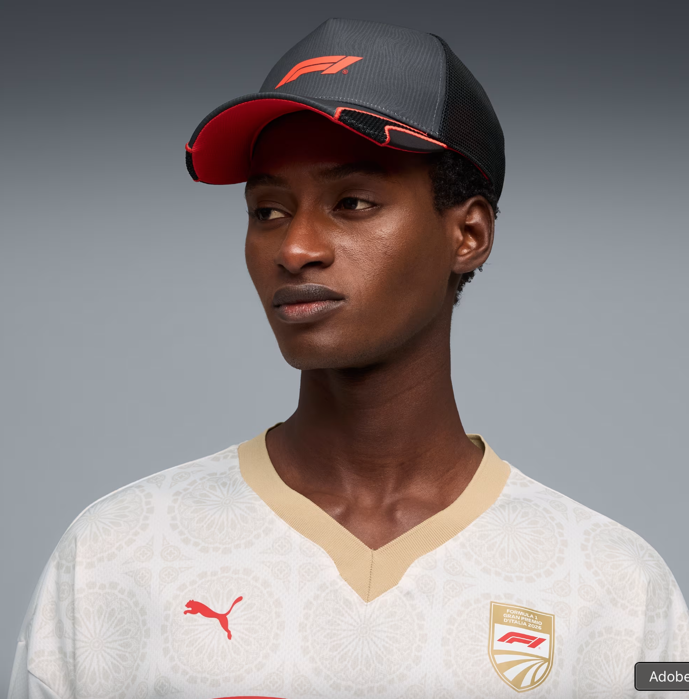 F1® Gorra con malla color Negra con lineas Rojas – Puma