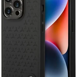 Case Mercedes MEHCP14L8REMPK iPhone 14 Pro 6.1" black hardcase Leather Stars Pattern