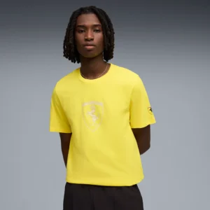 Camiseta Casual de Hombre Ferrari Tonal Shield Puma Amarillo
