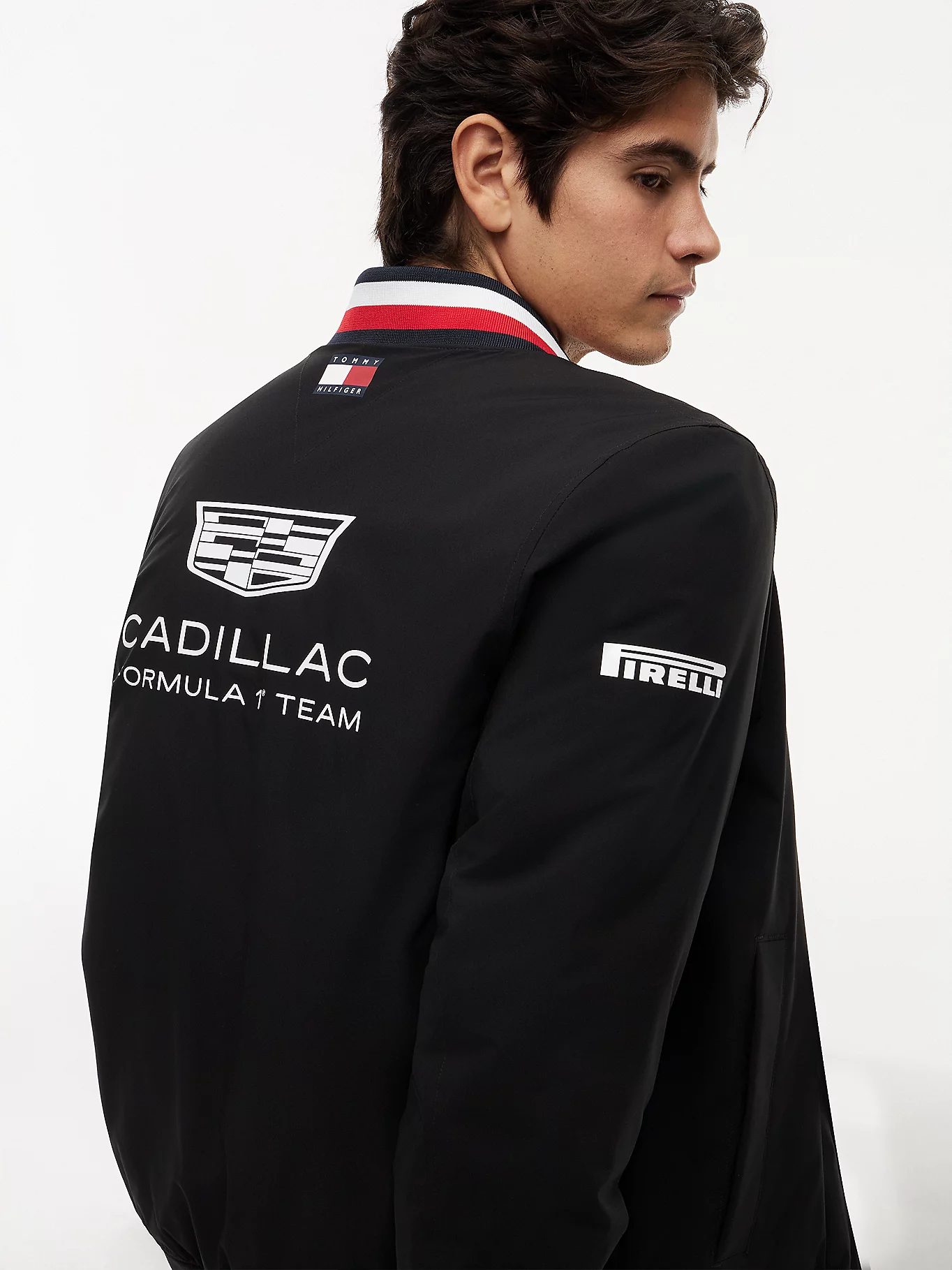 CADILAC F1 TEAM TOMMY HILFILGER VARSITY JACKET MENS BLACK 2026 - Imagen 6