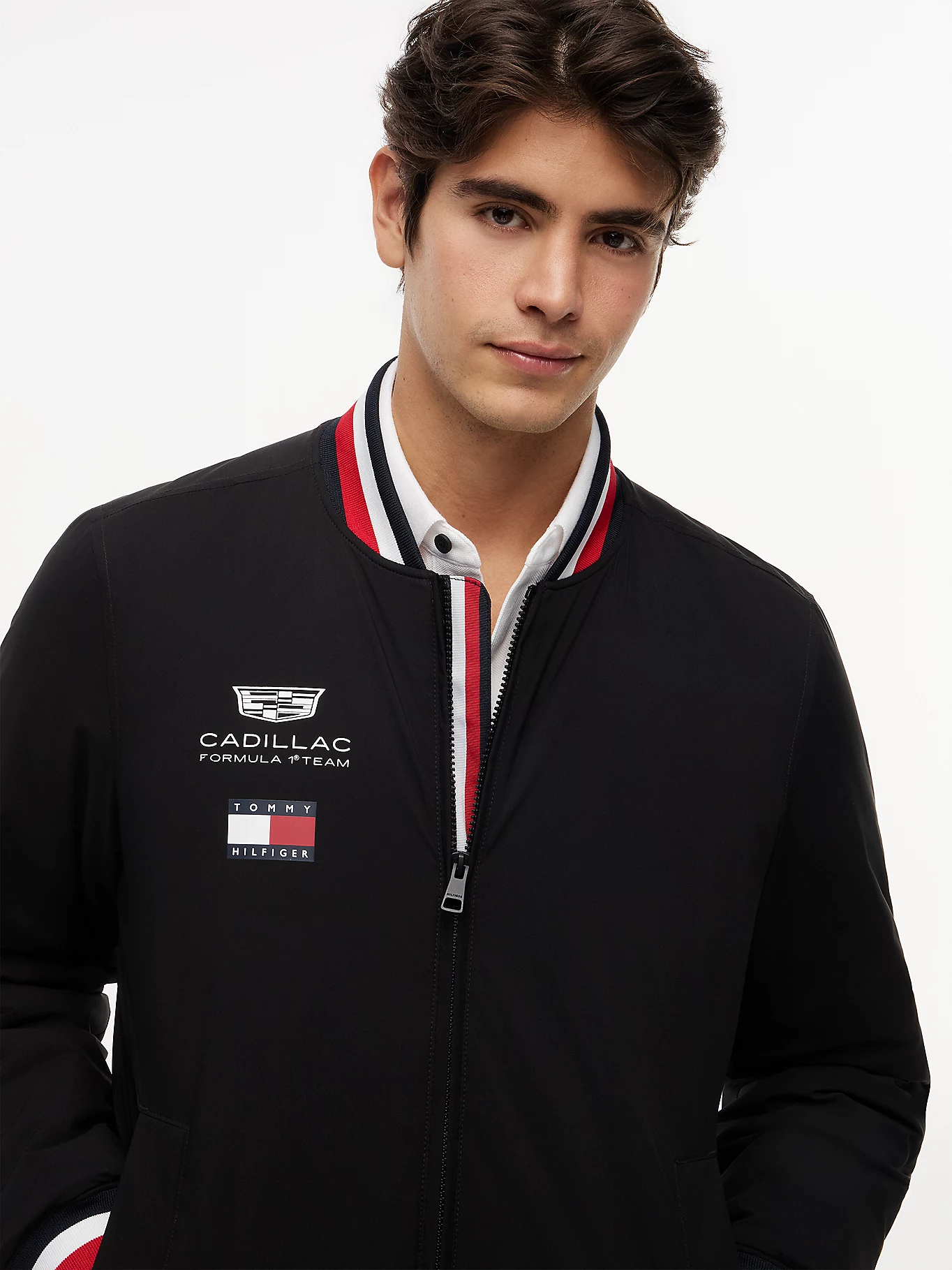 CADILAC F1 TEAM TOMMY HILFILGER VARSITY JACKET MENS BLACK 2026 - Imagen 5