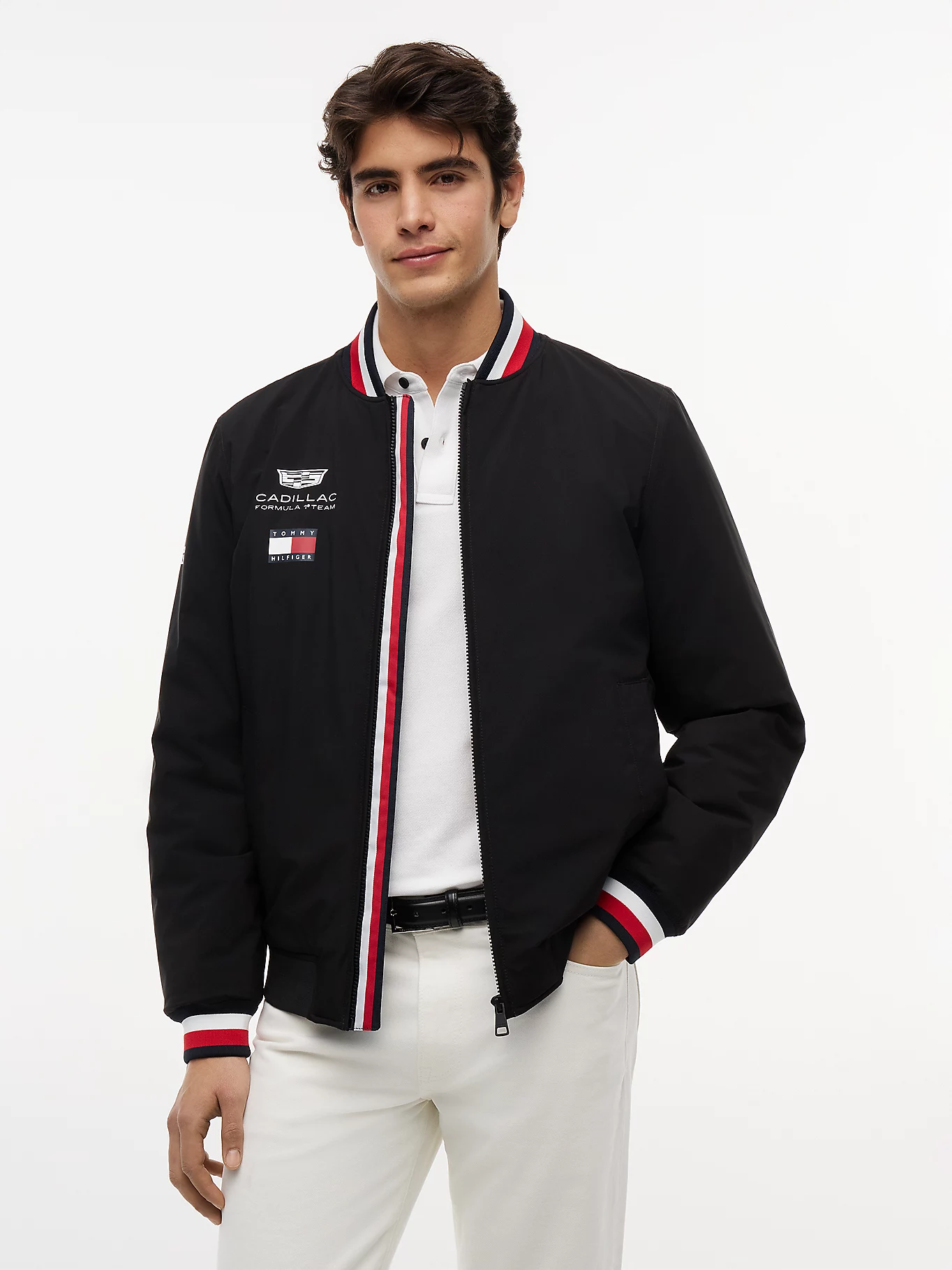 CADILAC F1 TEAM TOMMY HILFILGER VARSITY JACKET MENS BLACK 2026 - Imagen 9