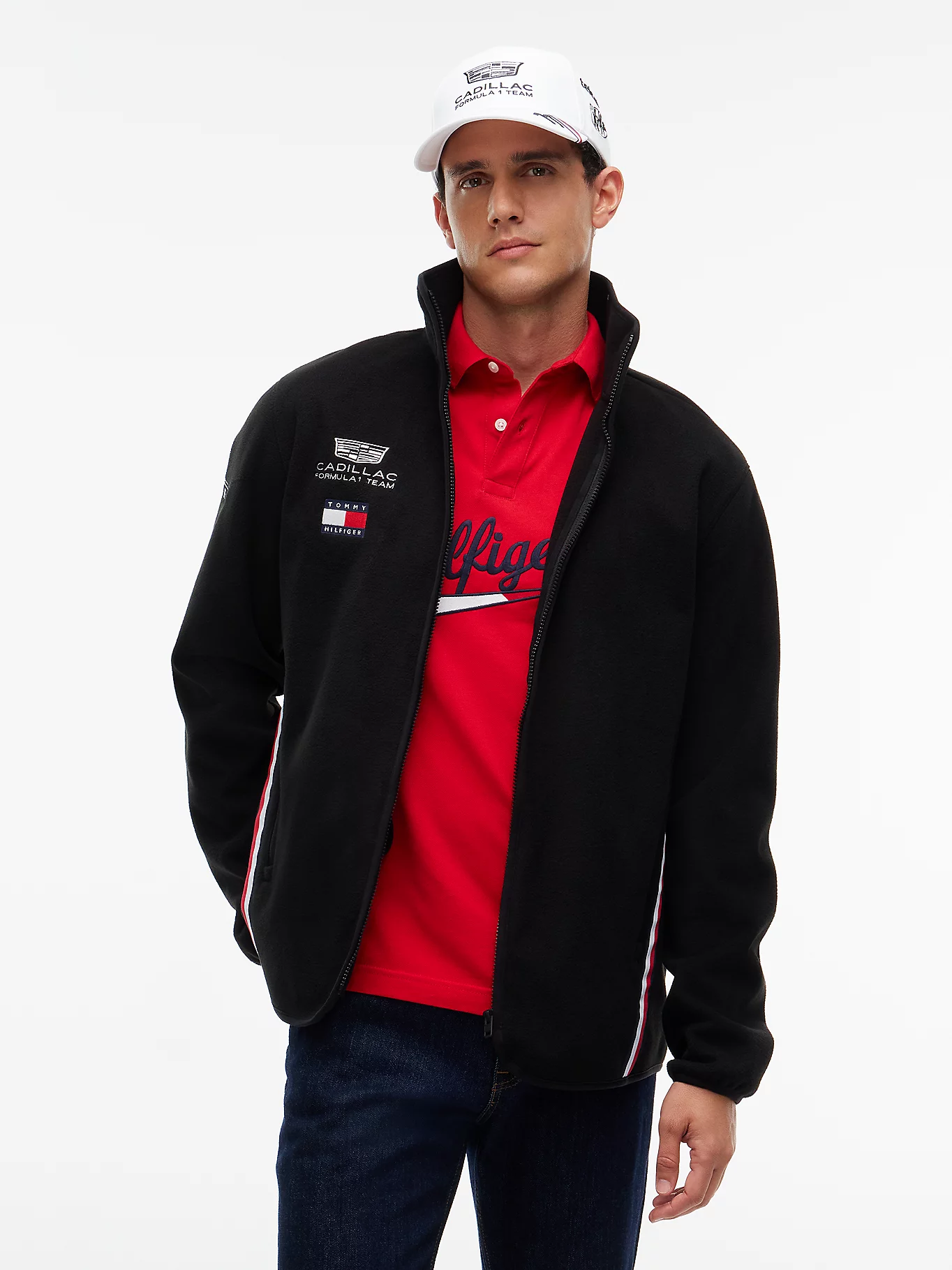 CADILAC F1 TEAM TOMMY HILFILGER FLEECE JACKET MENS BLACK 2026